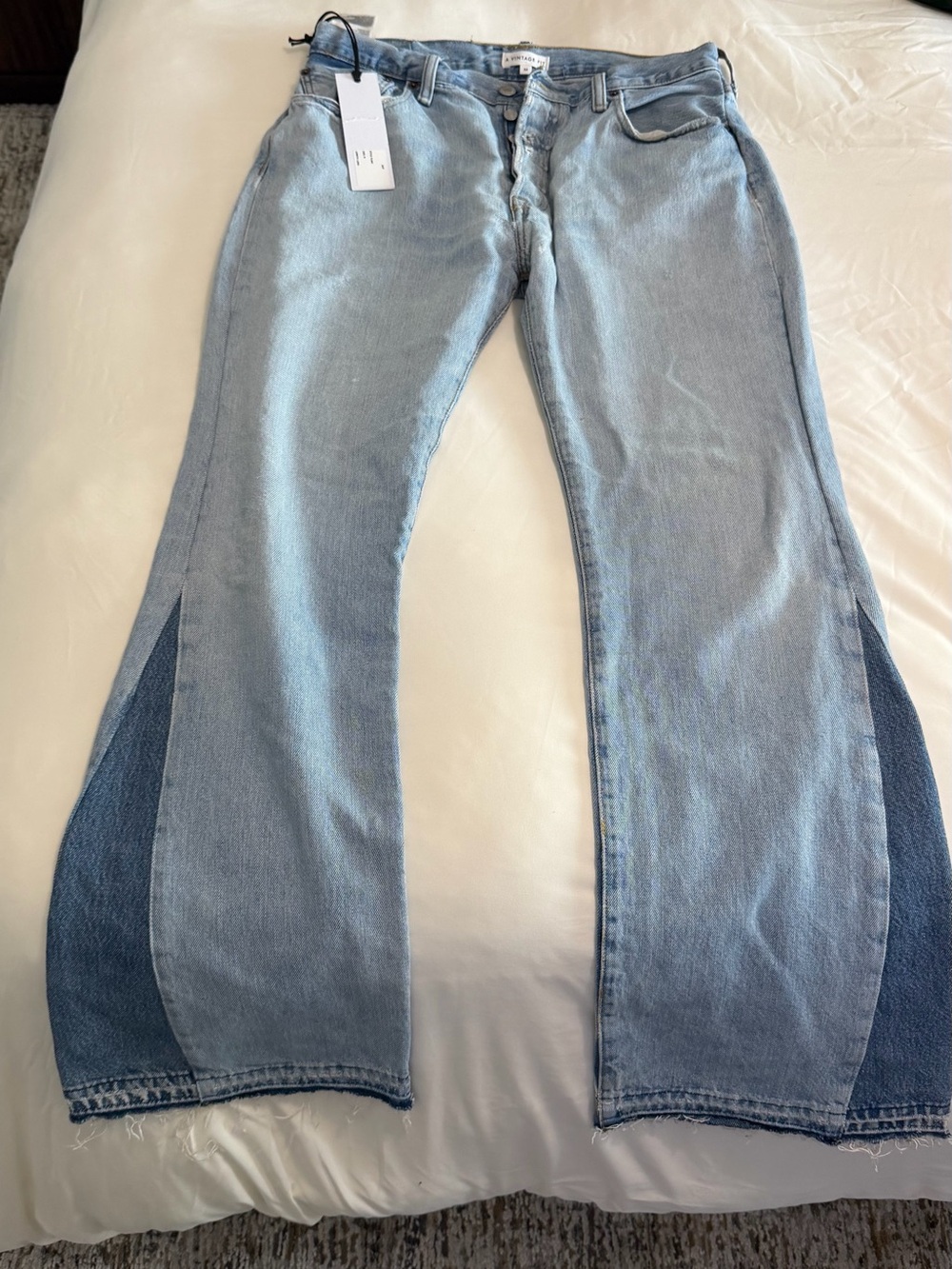 Vintage Two-Tone Light Blue Flare Jeans